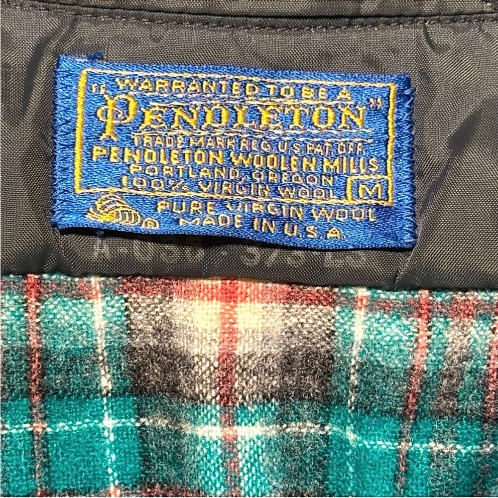 Pendleton Men’s Medium Wool Turquoise Green and Blue Plaid Shirt - Picture 7 of 8